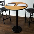 Lancaster Table & Seating LT Bar Height Table W/ 30'' Round Reversible Walnut / Oak Table Top and Round Cast Iron Base Plate 349C30RW17RB